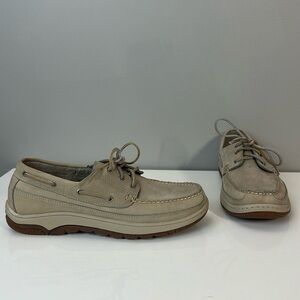 Orvis Cream Leather Topsider Boat Shoes Size 9.5